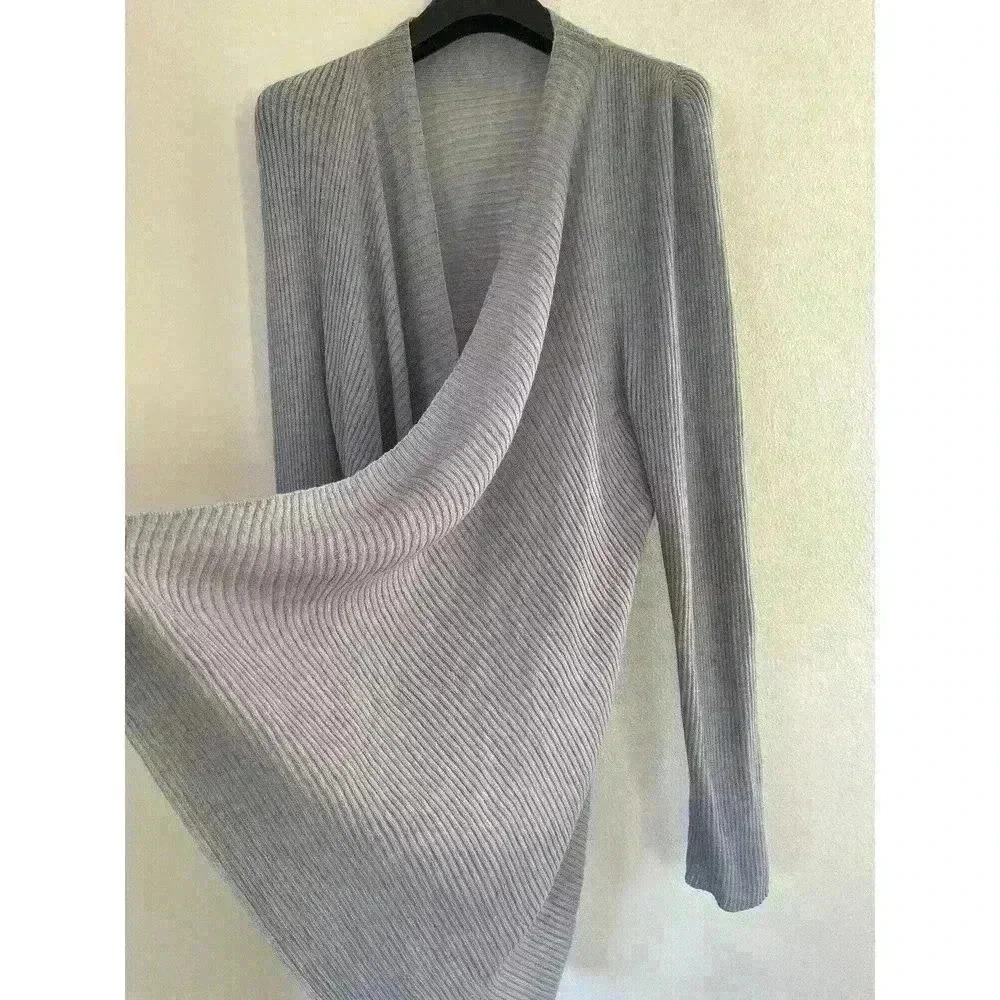 EILEEN FISHER Lavender Wool Cardigan Ribbed Size XS - Picture 3 of 5